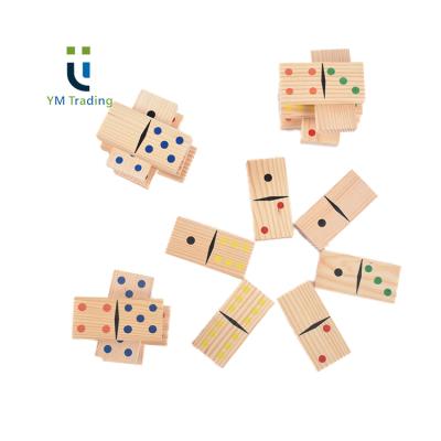 China YUMING Eco-friendly Color Dot Dominoes Custom Domino Set Table Set Deluxe With Wooden Box for sale