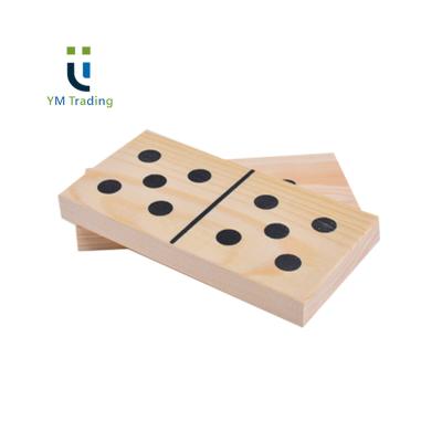 China YUMING 28 Dominoes Hot Sale Eco-friendly Black Dot Printing Dominoes Double Six Pine Wood Domino Train for sale