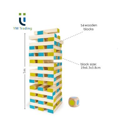 China Eco-Friendly Wooden Blocks Yard Tower Tumbling Wooden Tower Stacking Tumbling Game Giant Timbers With Color Painting for sale