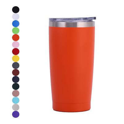 China Customized Sustainable Model 20oz 20oz Double Powder Coat Wall Vacuum Insulated Drinking Stainless Steel Car Mug Cup Tumbler With Straws for sale