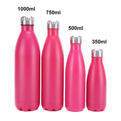 China 1 Liter Small Vial Slim Vacuum Insulated Vacuum Insulated Cup Free BPA Matte Pink Drink Metal Stainless Steel Water Bottles With Lid for sale