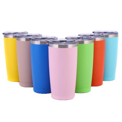 China Custom Logo Viable 20oz 20 Ounce Matte Travel Double Wall Vacuum Powder Coated Insulated Stainless Steel 600ml Thermal Car Mug Cup Tumbler for sale