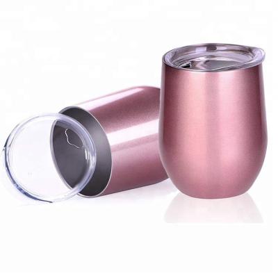 China 12oz Sublimation Steel Reusable Rose Gold Egg Shaped Stainless Steel Coffee Wine Mug Cup Tumbler Viable for sale