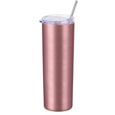 China Viable Custom Custom Logo Sublimation Rose Gold Powder Coating Updraft Insulated Stainless Steel Lean Wine Tumbler for sale