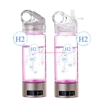 China Portable Rechargeable Healthy Anti-Aging Generator Rich Water Bottle Ionizer Alkaline Hydrogen Water USB Hydrogen Rich Drinks LED Cup for sale