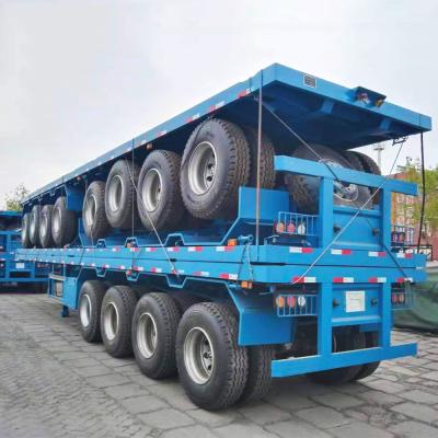 China Truck trailer tri axle 40FT truck trailer container used semi flatbed trailers for sale for sale