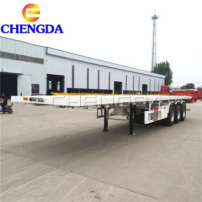 China Truck Trailer 2 Axles Double Axles 20 Ft Footer Flat Bed High Container Trailer for sale