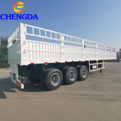 China 30 Ton Goooseneck Trailer Truck Side Wall Stake Barrier Semi Trailer 40ft for sale