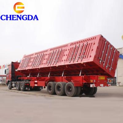 China Truck Trailer Hevy Duty Side 3 Axle Hydraulic Tipper Dump Tipping Semi Trailers For Tractor Truck for sale