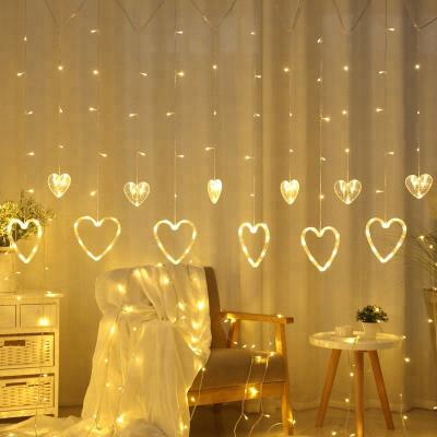 China New love heart sign love hearth shape star led black electric garland curtain for home decor for sale