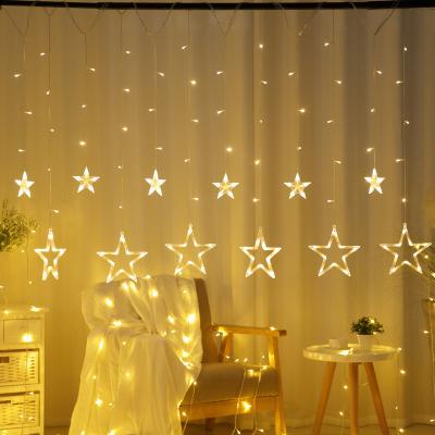 China Star Curtain Lights 138LED Star Shaped LED Curtain Light for Indoor Outdoor Christmas Decoration for sale