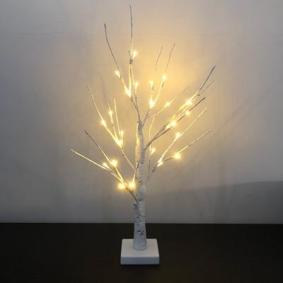 China Battery Operated Holiday Decoration 60 cm Sizes with 24 LED Branches Mini Christmas White Birch Tree LED Lights for Holiday Home Decoration for sale