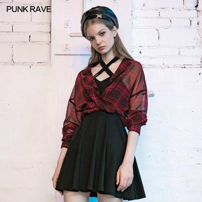 China Summer coolsexy girl anti-pilling plaid tie suit transparent collar with long sleeve shirt OPY-459CCF for sale