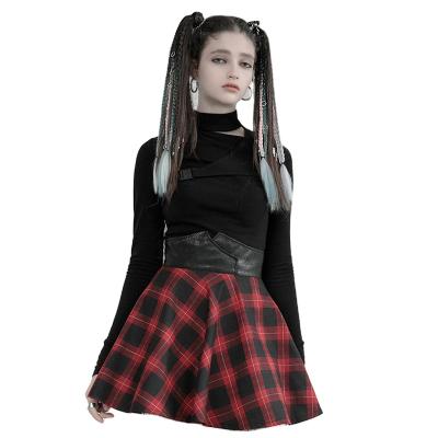 China Women's Rave OPT-551TCF Punk Collar Anti-Static Autumn Long Sleeve Knitted Black Hollow Top Tight Zipper Tops for sale