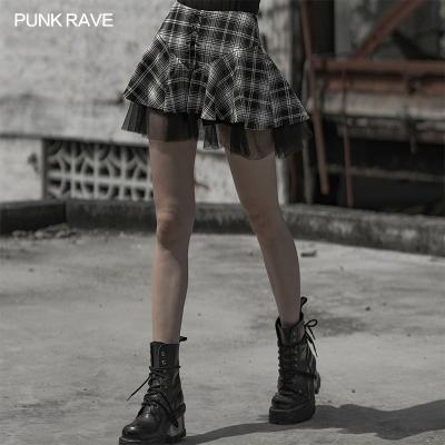 China OPQ-602 Rave Woven Fabric Breathable Punk Light And Plaid Mesh Quilted Women'S Breathable Skirts for sale