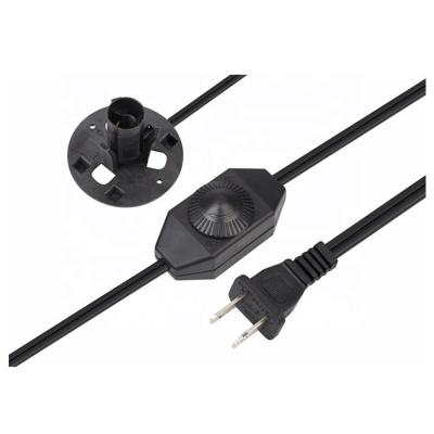 China Home Appliance 2 Pin USA Plug UL Extension Salt Lamp Power Cord With ON or Dimmer Switch and Plastic Plate for sale