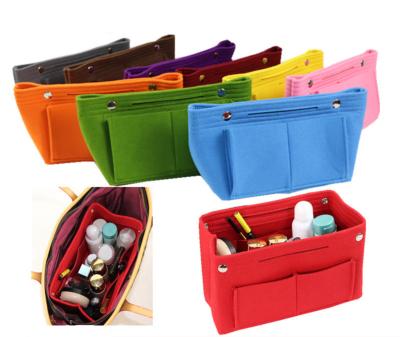 China Hot Sales Fashion Travel Pouch Set Cosmetic Bags Button Tightly Felt Bag Makeup Organizer 5 Sizes for sale