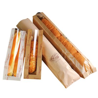 China Eco-Friendly Disposable Food Packaging Bakery Paper Packaging Baguette Bread Baking Paper Bags With Common Window Mixing Designs for sale