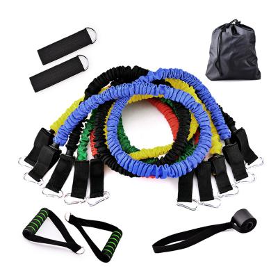 China Yoga Exercise& 11pcs Fitness Squash Elastic Hook Cloth Cover Rope Fitness Resistance Band Kit for sale