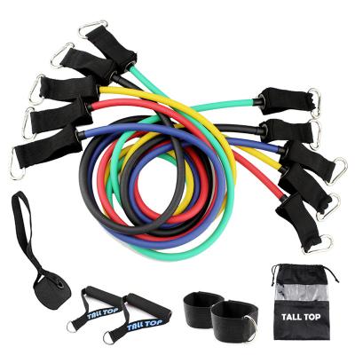 China Yoga Exercise& Fitness Workout Set 11 Pcs Resistance Band Set Pull Rope Rope Exercise Tube for sale