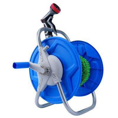 China Garden Hose Anti Abrasion Expandable Coil Sprayer Metal Portable High Pressure Connector with Hose Holder Reel Cart for sale