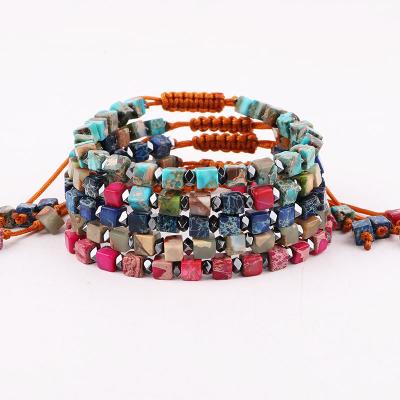 China New Fashion CLASSIC Cube Natural Gemstone Hematite Stone In Design Small Bead Friendship Bracelet Men Women for sale