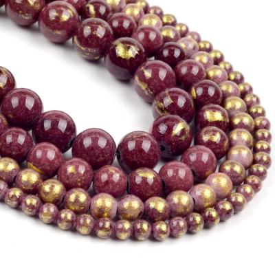 China Wholesale natural stone stone black/pink/yellow/purple/gold color green/blue jades round loose beads for jewelry making for sale