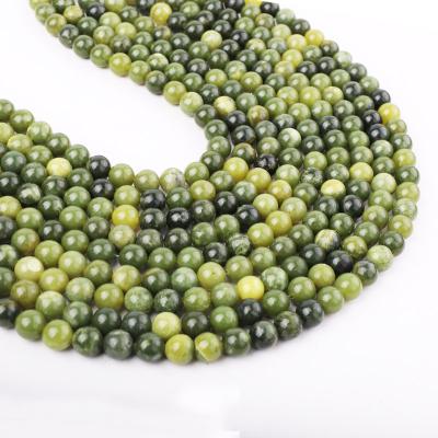 China Wholesale High Quality Natural Stone Canada Green Jade Loose Round Beads For Jewelry Making for sale