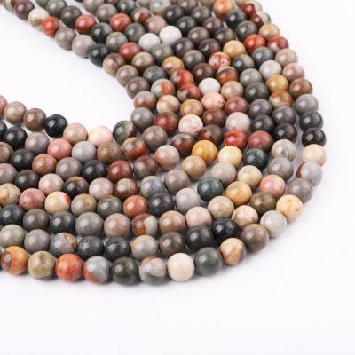 China Wholesale Natural Brown Picasso Japser 4/6/8/10/12mm Loose Round Stone Stone Beads For Jewelry Making for sale