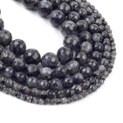 China Wholesale Natural Stone Stone Faceted Black Labradorite 4/6/8/10/12mm Loose Round Beads For Jewelry Making for sale