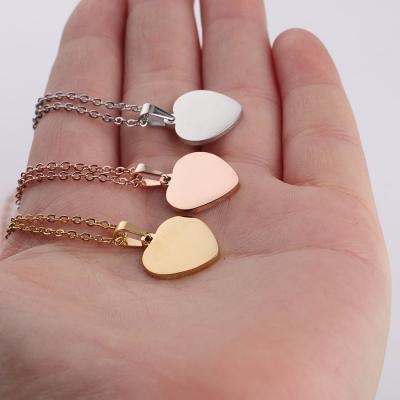 China CLASSIC Engrave Heart Pendant Necklace For Women Wholesale Titanium Stainless Steel Chain Fashion Jewelry for sale