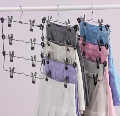 China TK52 Contemporary Folding Hanger Metal Folding Storage Pants Shelf Storage Hook Multi-Layer Pants Racks Skirt Rack for sale