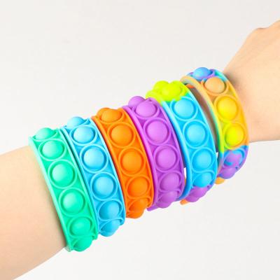 China Eco-frinedly DYS104 Silicone Push Bubble Bracelet Worry Autism Relief Ear Tie Sensory Wiggle Person Toys Bracelet for sale