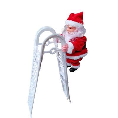 China Electric Music Santa Plush Santa Doll Toy Electric Climbing Santa Claus Ladder Ornament Christmas Decoration New Cute Christmas Gift H41 for sale