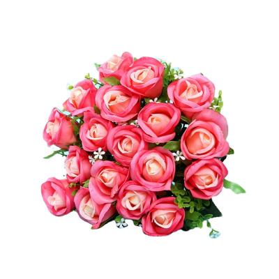 China DS955 18pcs Artificial Silk Flower Bouquet Natural Artificial Silk Home Wedding Rose Flower Decoration Valentine S Day Gift for sale