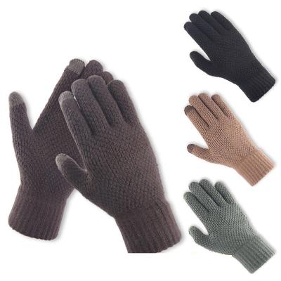 China Durable 2022 Inter Knitted Touch Screen Men's Outdoor Warm Fleece And Thickened Finger Woolen Sleeves for sale