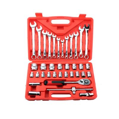 China Good quality Wholesale Ratchet Socket Wrench Set Red Tool Box 37 Pieces Professional Auto Repair Kit for sale