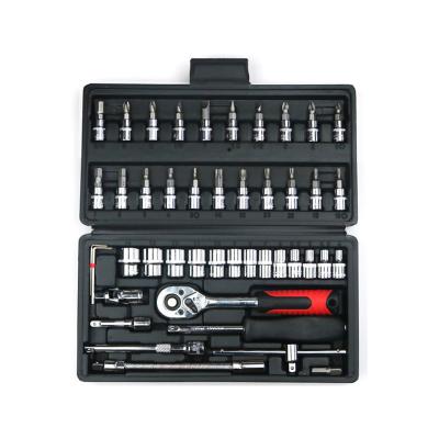 China Good Quality 46 Piece Tool Kit Socket Wrench Auto Repair Combination Mixed DIY Tool Kit Socket Wrench Tool Kit Set for sale