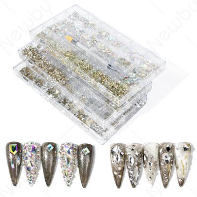 China Nail Art Designs Hight Quality Multi Shape Glass Crystal Stone Decoration Design Flatback Nail Art Fancy Rhinestone for sale