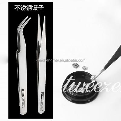 China Easy Apply High quality stainless steel tweezers nail sticker rhinestones pick nail tool tweezers for the nail artists for sale