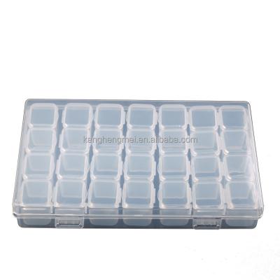 China 28 compartments Wholesale 28 compartments plastic storage box nail art accessories rhinestones diamond crystal empty decoration nail box for sale