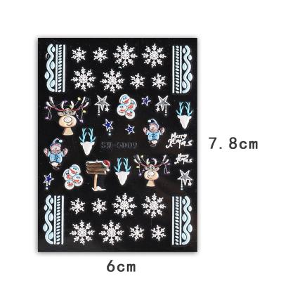 China Nail Art Decoration Wholesale Christmas Nail Stickers  Embossed 5D Nail Art Stickers Designs Self Adhesive Christmas Decals for sale