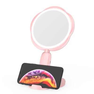 China Portable Promotion Gift Beauty Lighted Makeup Customize Logo Hand Held Lighted Vanity Hand Mirror for sale