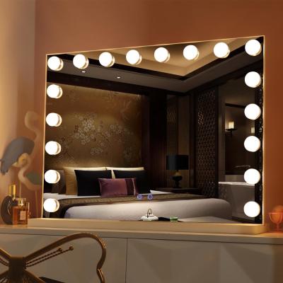 China Fashion Beauty Makeup Mirror 100x80cm Hollywood Lighted Large Size Vanity Mirror With Lights for sale