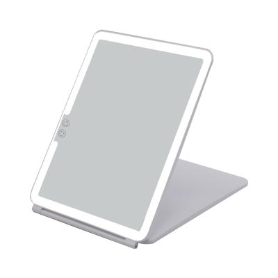 China Custom Lighted Logo Rechargeable LED Lighted Cosmetic Mirror Portable Travel Makeup Mirror with Magnifying Mirror for sale