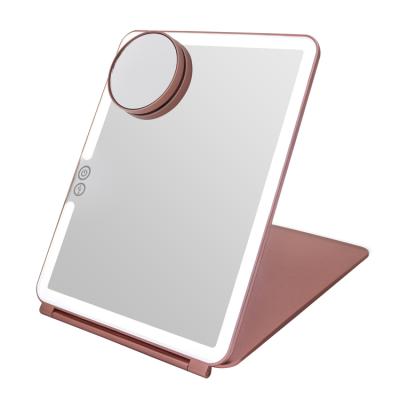 China Rechargeable Lighted Beauty Cosmetic Mirror Led Lighted Travel Makeup Mirror for sale