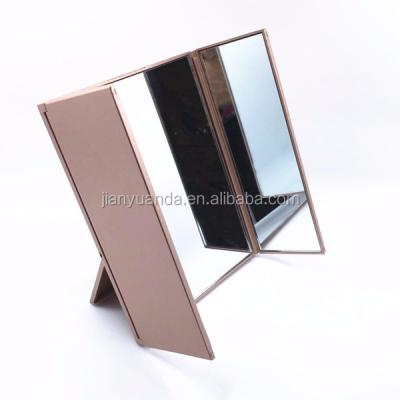 China 3 Sided Magnifying Lighted Makeup Mirror For Tabletop Hair Dressing Mirror Foldable for sale