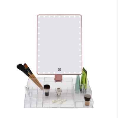 China High Quality 2 Lighted In 1 LED Makeup Vanity Mirror With Organizer for sale