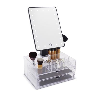 China Korean Style Lighted Make Up Light Vanity Mirror With Lights Organizer Led Vanity Makeup Mirror for sale