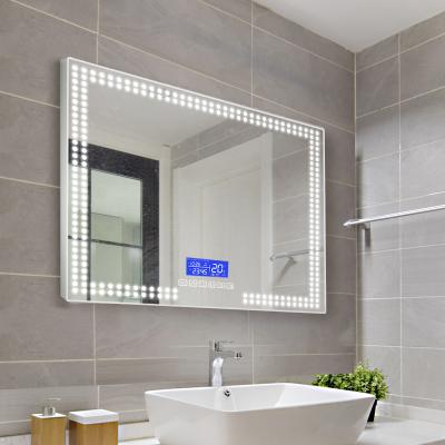 China Rectangle Lighted Lighted Vanity Makeup Led Wall Bathroom Mirror With Speakers for sale